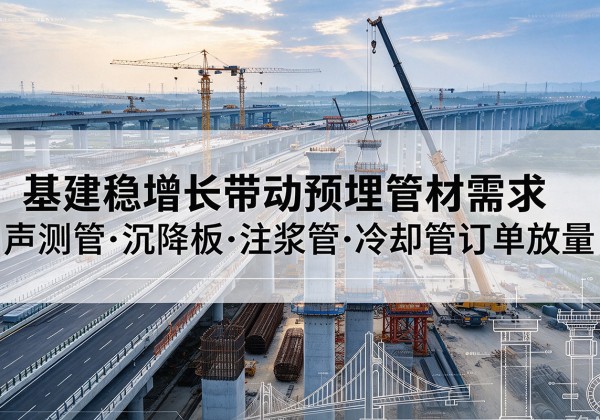 吴江基建稳增长带动预埋监测管材需求，声测管、沉降板、注浆管订单持续放量